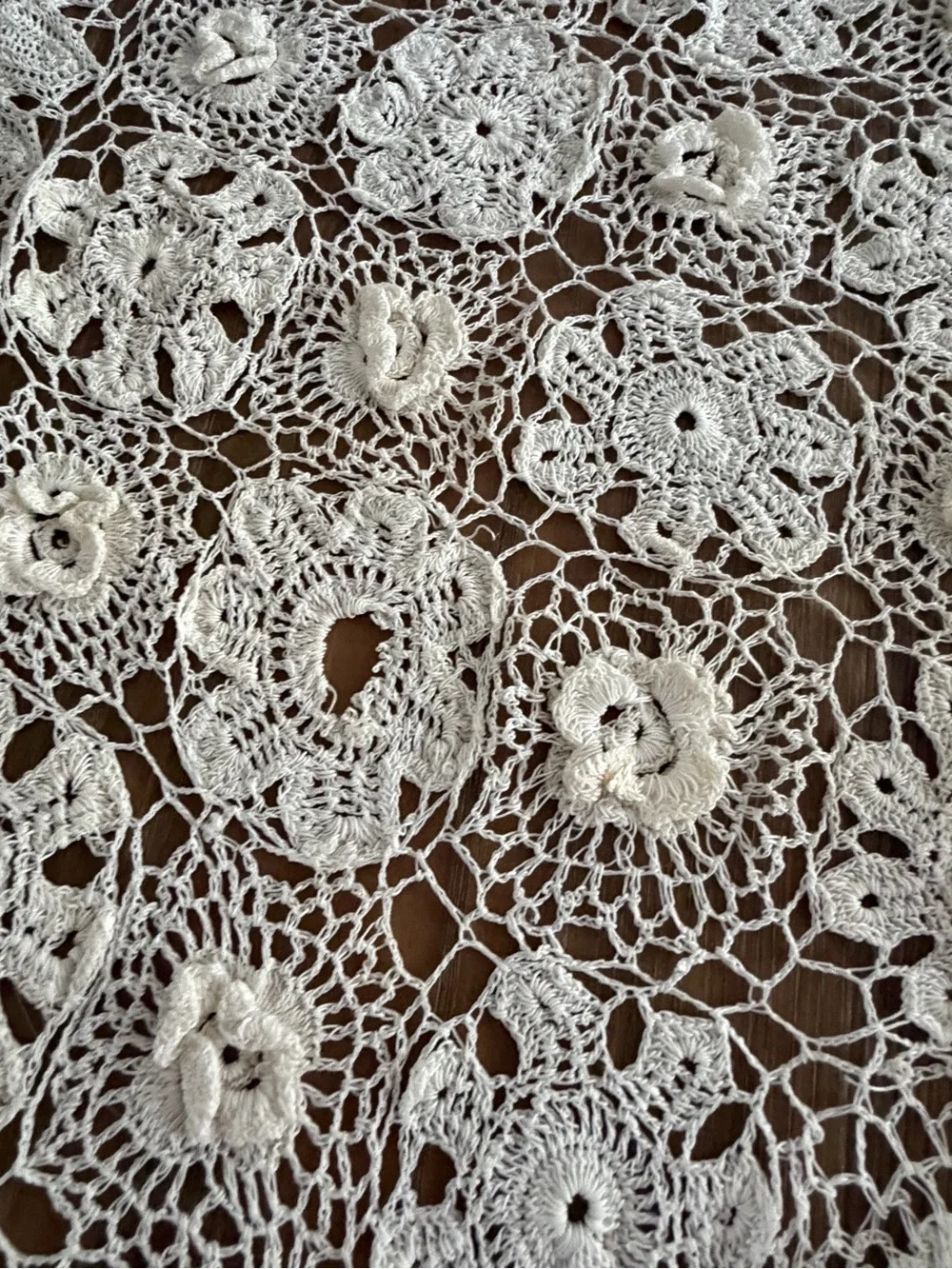 Handmade Cream Crochet Tablecloth - Elegant Lace Dining Linen